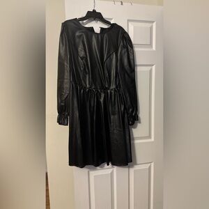 Pre-Owned Black SHEIN Faux Leather Dress
